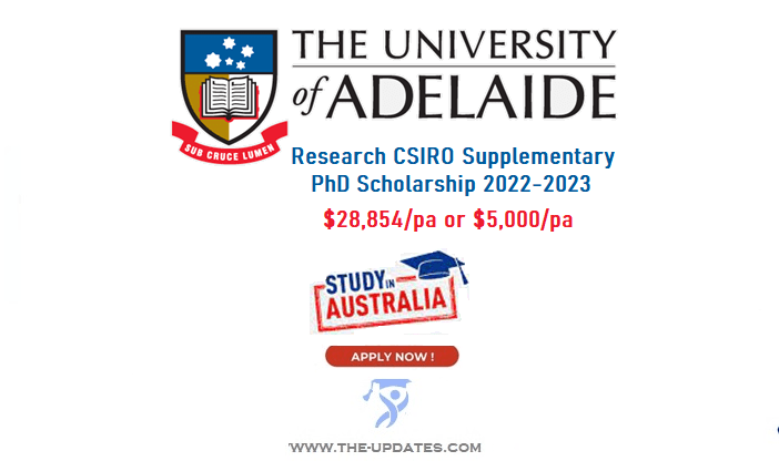 Research CSIRO Supplementary Scholarship at University of Adelaide 2022