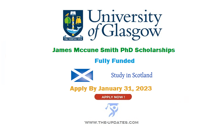 James Mccune Smith PhD Scholarships at University of Glasgow 2023