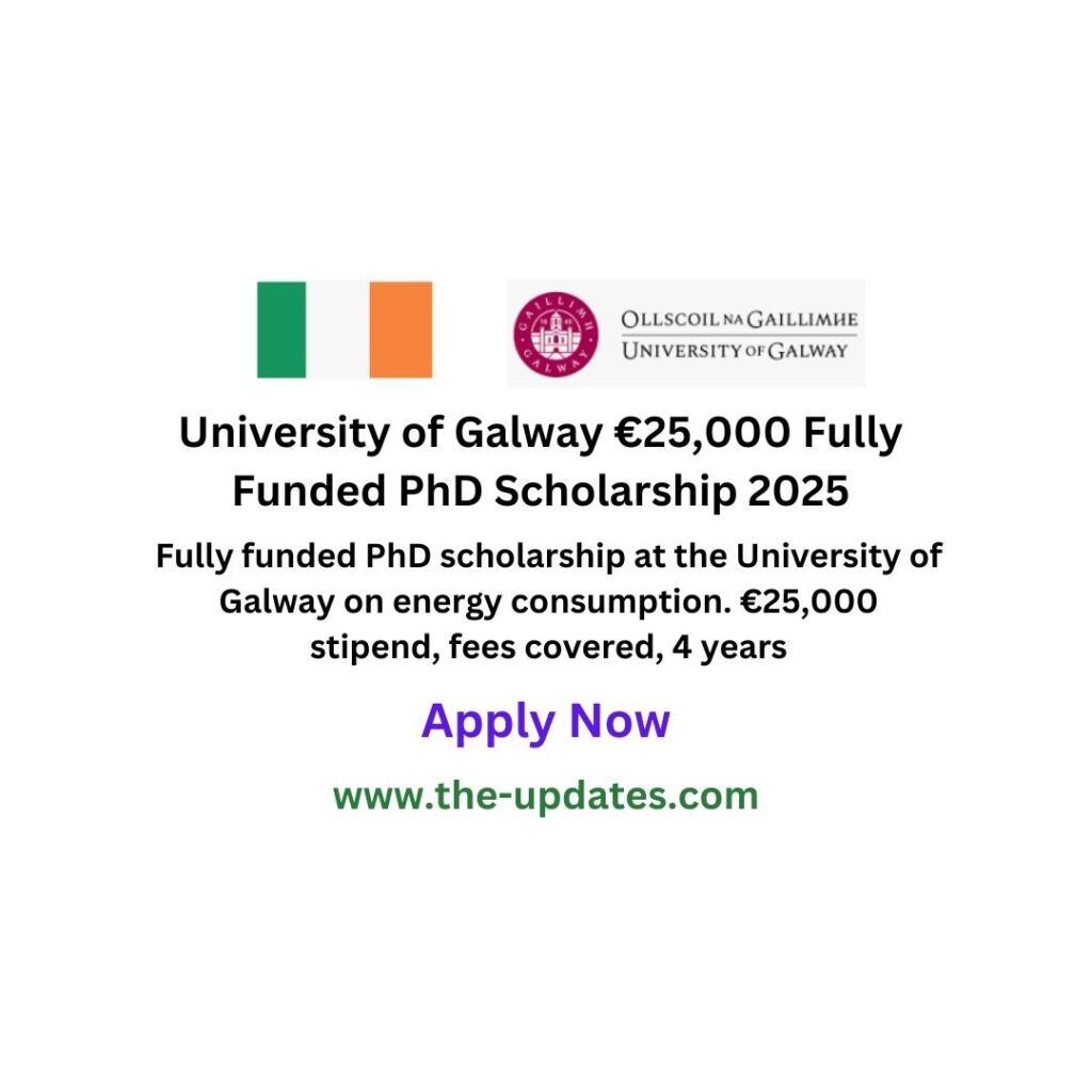 University of Galway €25,000 Fully Funded PhD Scholarship 2025