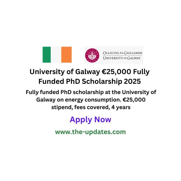 University of Galway €25,000 Fully Funded PhD Scholarship 2025